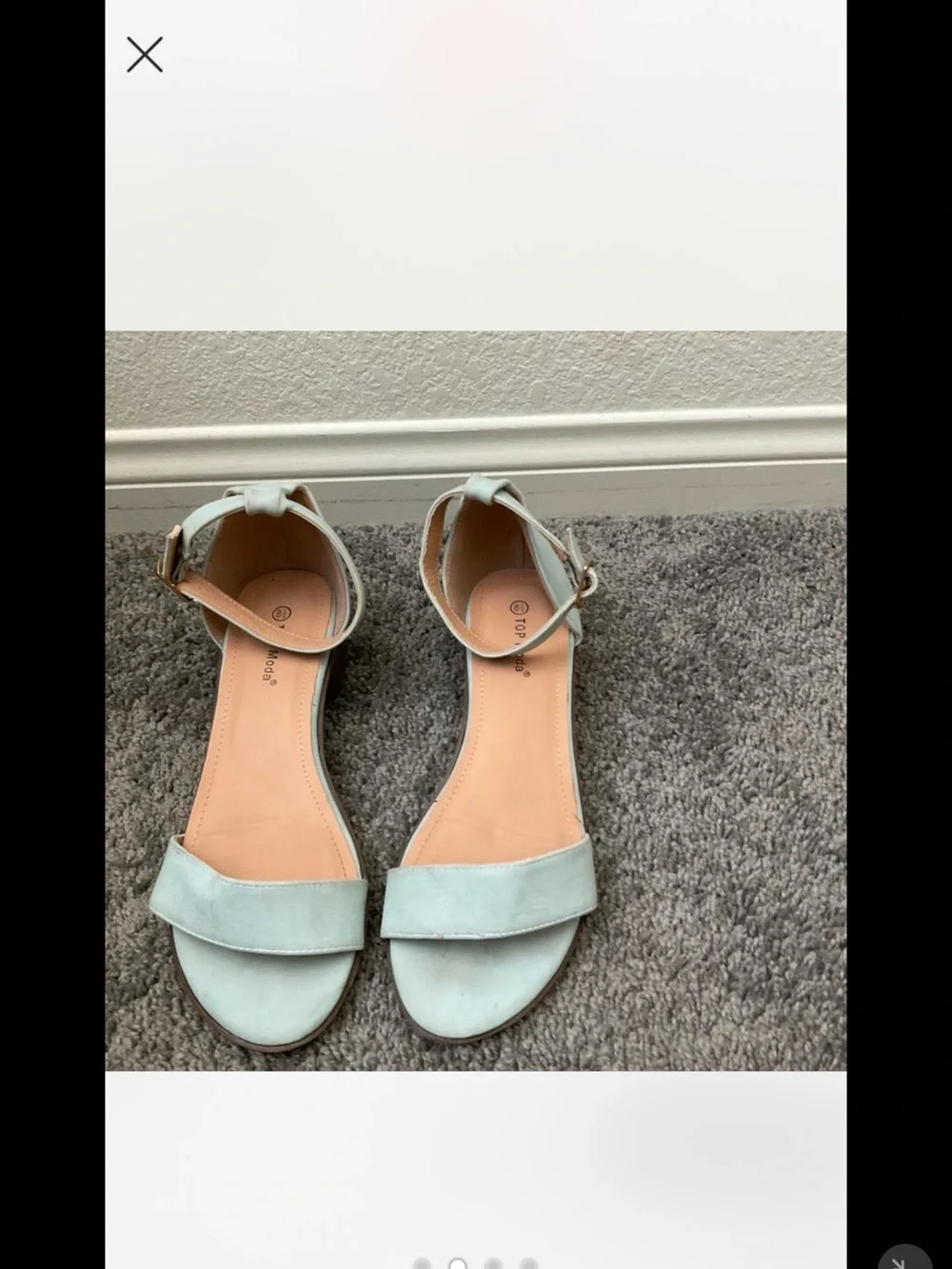 TOP Moda Mint Blue Ankle-Strap Block Heel Sandals